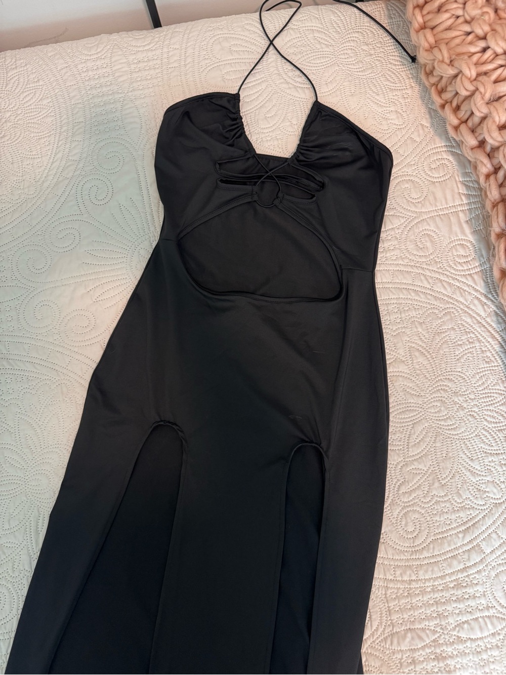 Black Cutout Halter Maxi Dress